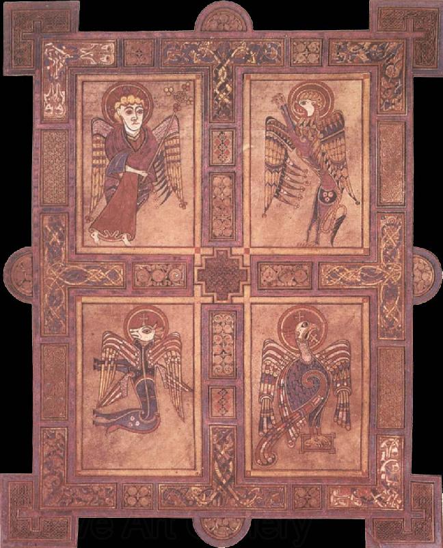 unknow artist Evangelistsymbolerna from the Book of Kells Germany oil painting art